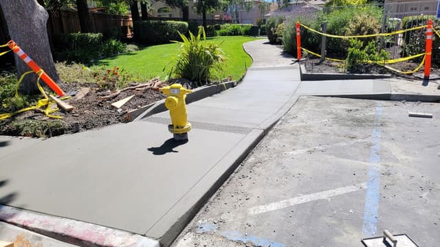 new public concrete sidewalk built for the city